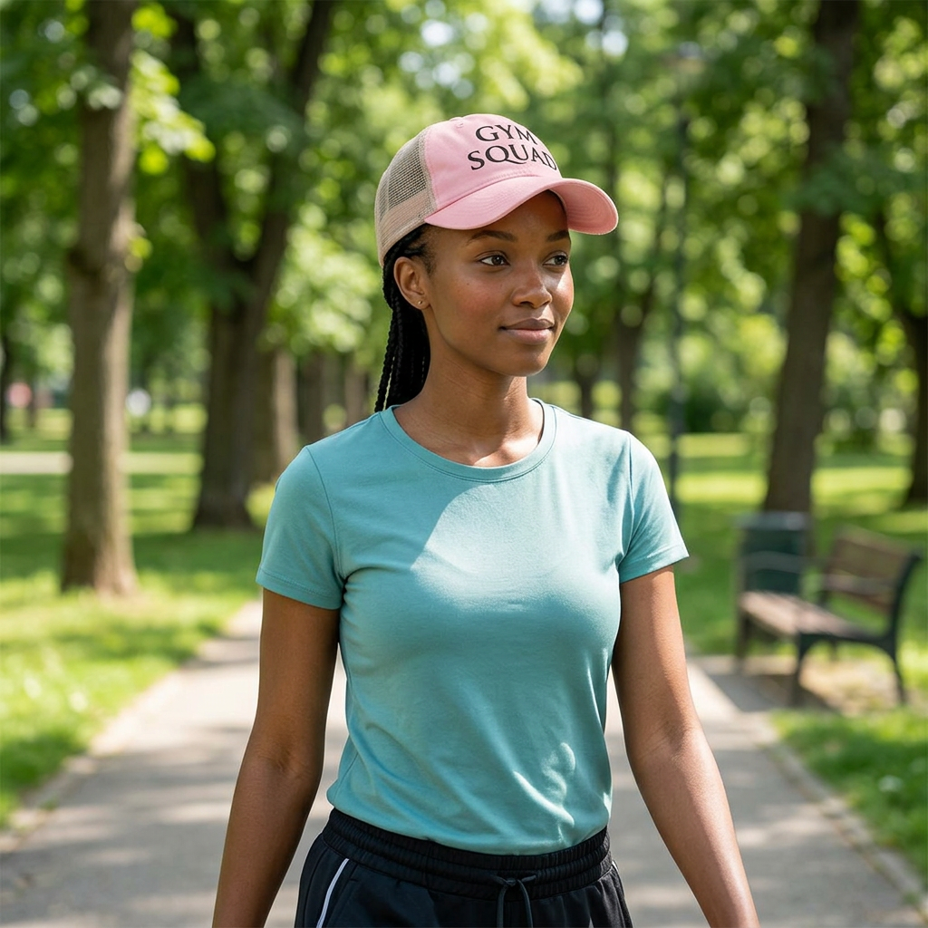 Women's Washed Mesh-Back Cap with  Concealed Ponytail Opening