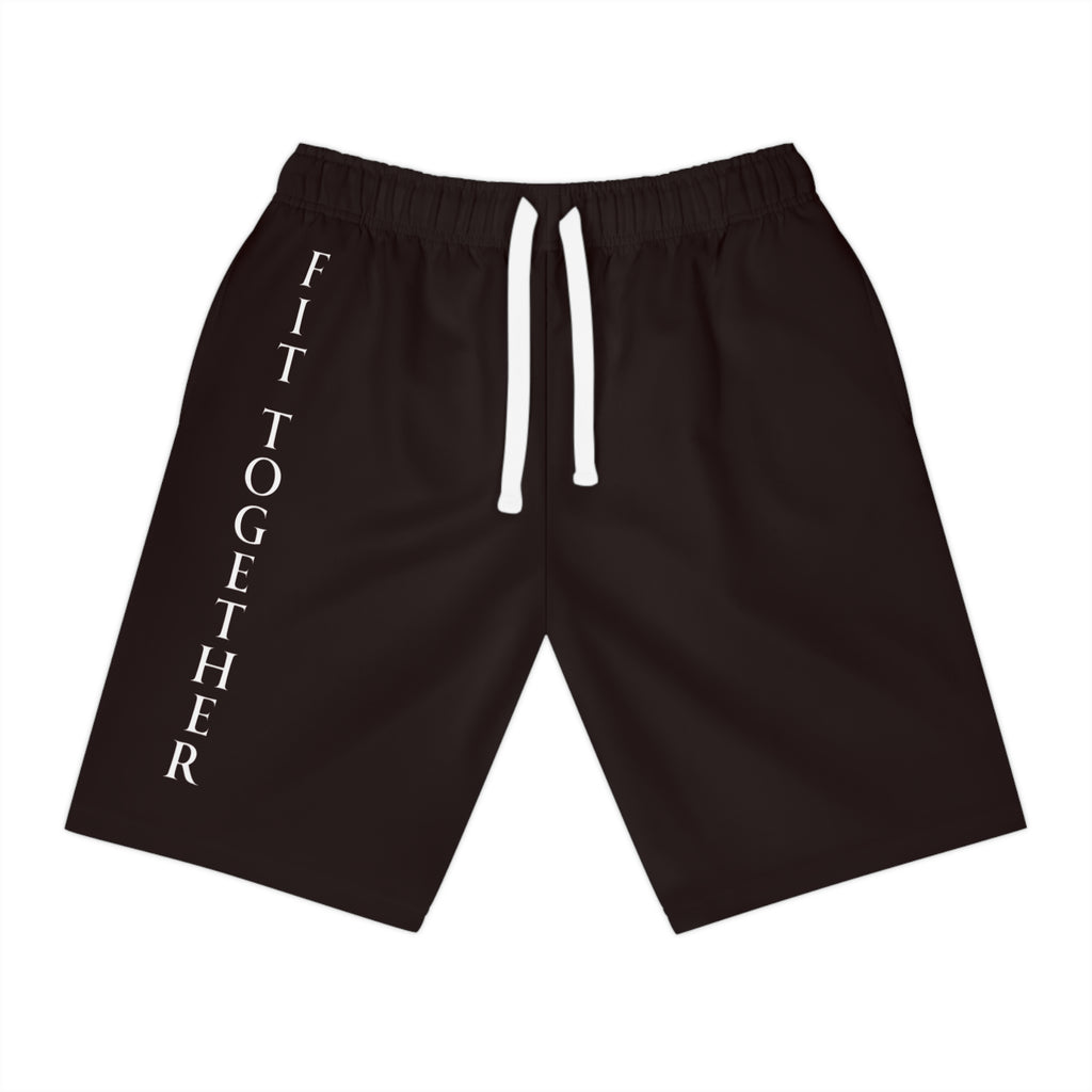 Athletic Long Shorts — 'Fit Together' Vertical Print & 'Gym Squad' Back Pocket