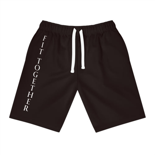 Athletic Long Shorts — 'Fit Together' Vertical Print & 'Gym Squad' Back Pocket